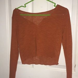 Orange long sleeve crop top